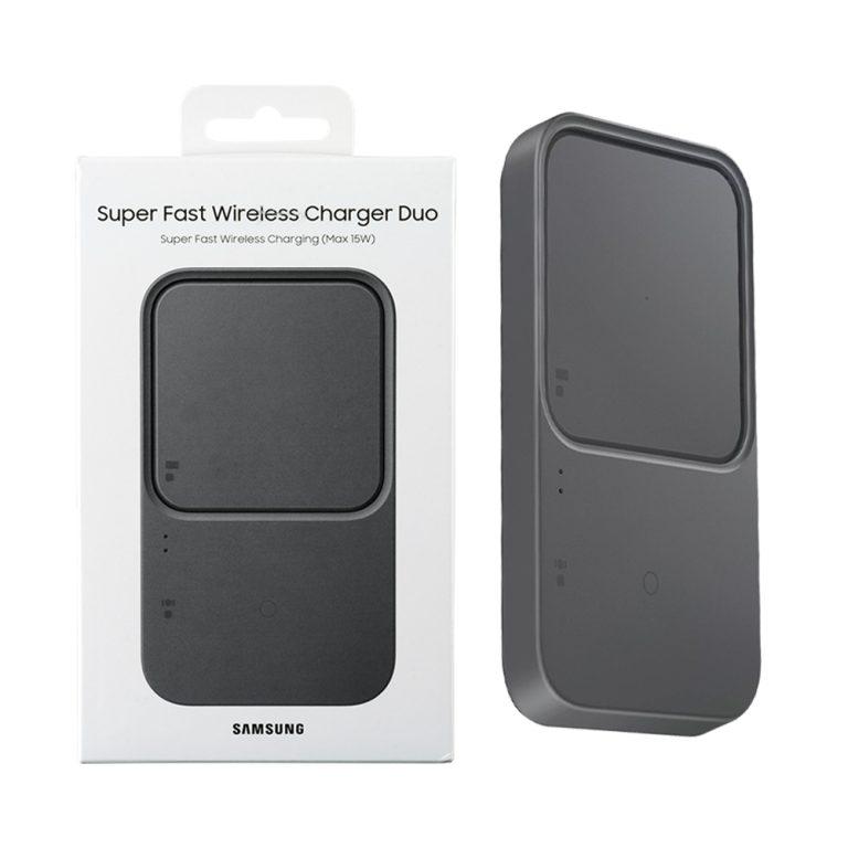WIRELESS CHARGER DUO SAMSUNG 2 in 1 15W FAST CHARGE QI PAD – ADAPTER BLACK