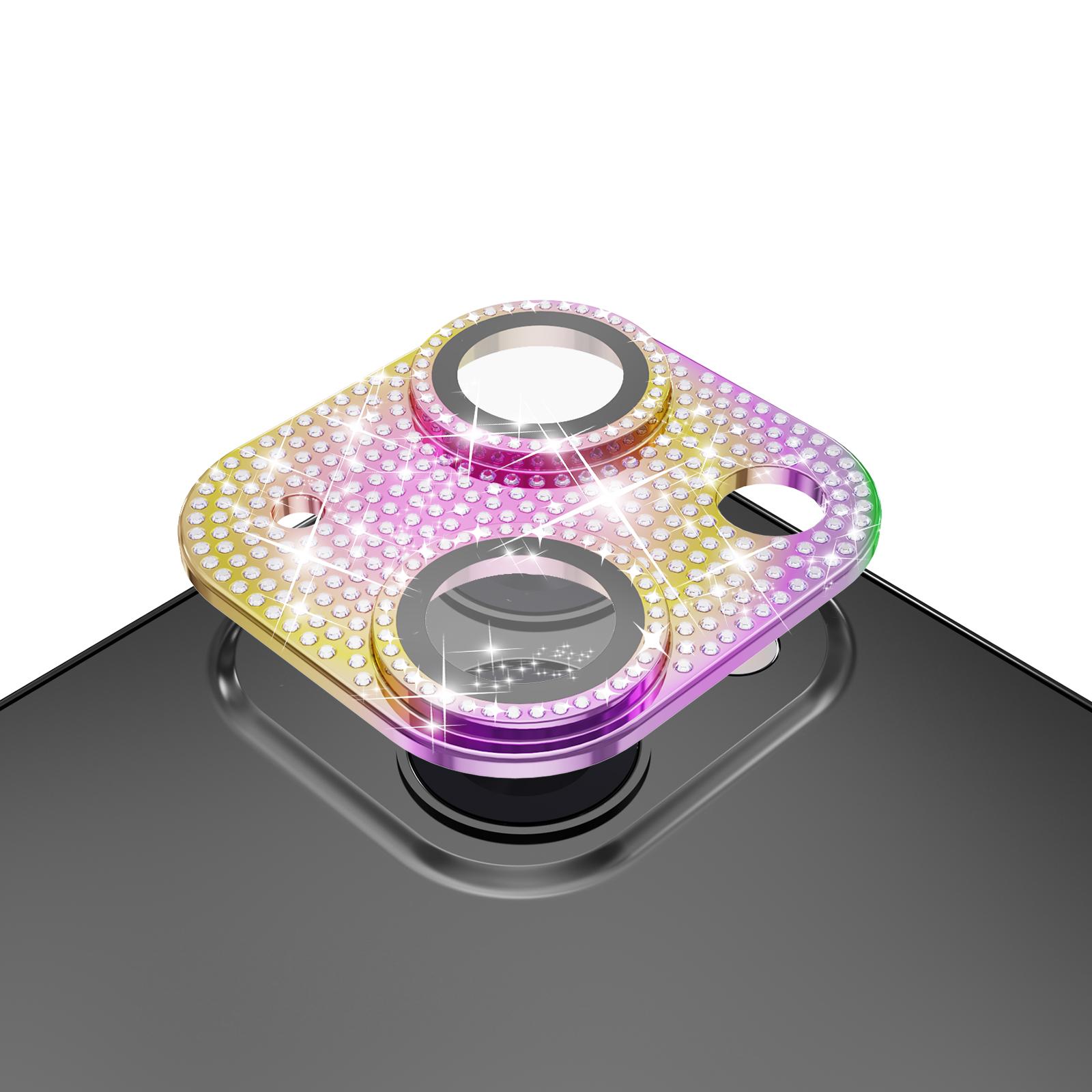 iPhone 15 Pro Diamond Bling Camera Lens Full Tempered Glass - Mixed Color