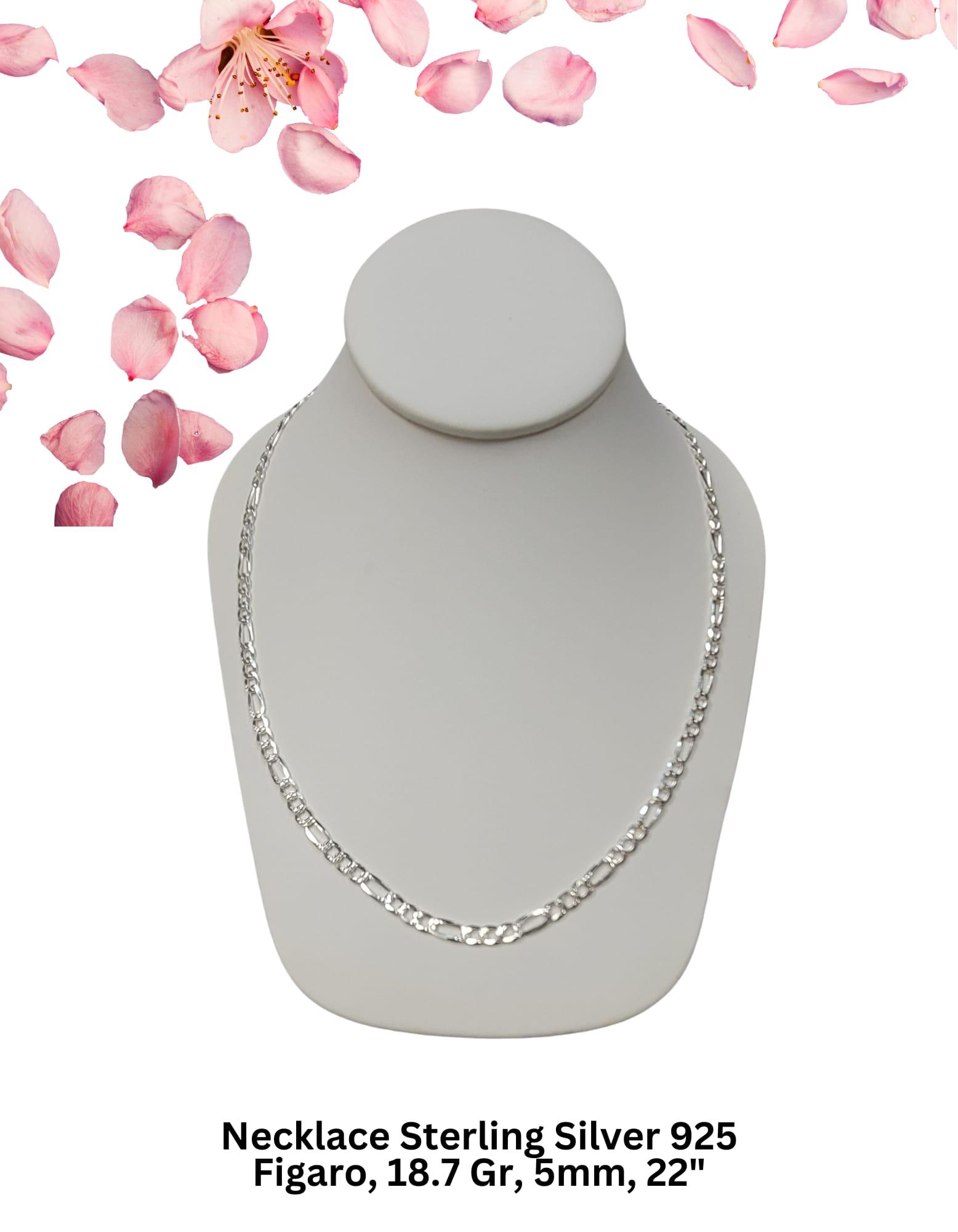 Necklace Sterling Silver 925 Figaro,18.7 Gr, 5mm, 22"
