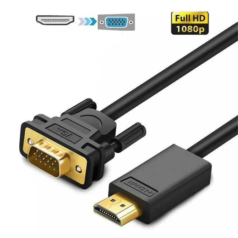 HDMI to VGA Cable HD-15 D-SUB Video Adapter Cord For PC Monitor Game HDTV