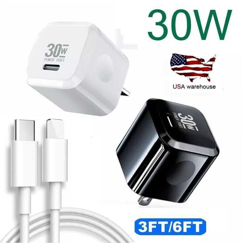 30W Fast Charger Block USB Type C Wall Power Adapter For iPhone 14, 14 pro, 14 pro max