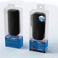 4400mAh Portable Mobile Power Bank with Power Level indicator and Flash Light in Black
