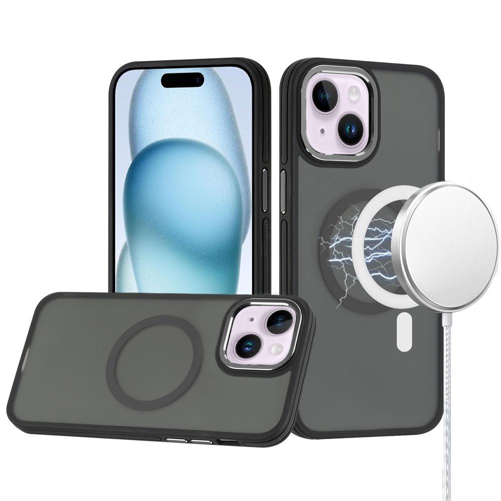 iPhone 15 Royal Magnetic Ring Skin-Touch HQ Metal Buttons/Camera Lip Hybrid - Black product