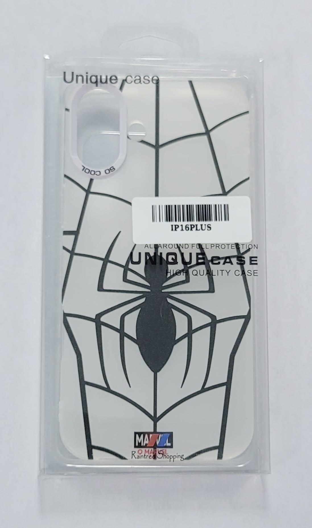 White Spider Web Case for iPhone 16 Plus – Minimalist Marvel Style
