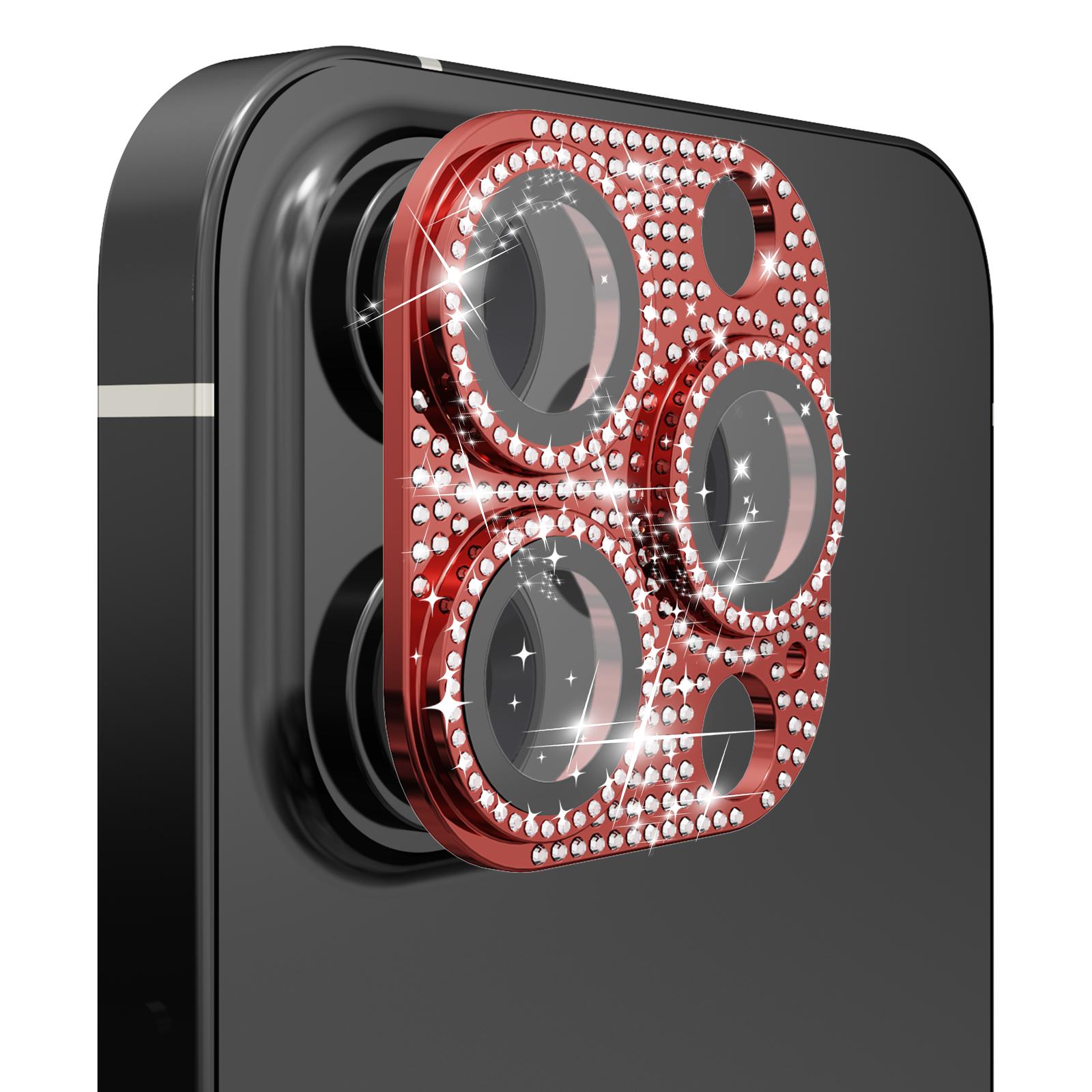 Apple iPhone 11 Pro/11 Pro Max Diamond Bling Camera Lens Full Tempered Glass - Red