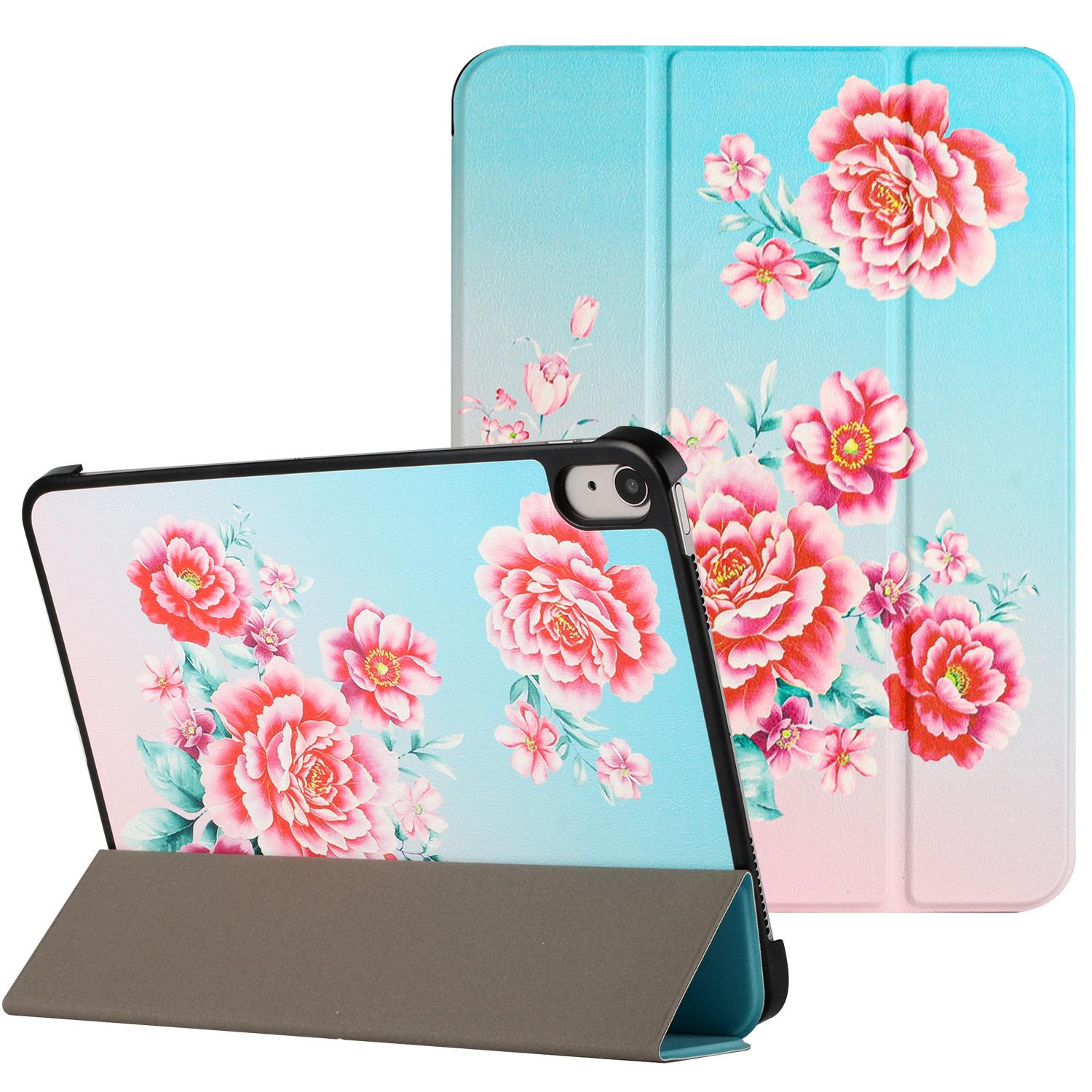 Samsung A9 Plus 11 inch Trifold Magnetic Closure PU Leather Case Cover - Blooming Flowers