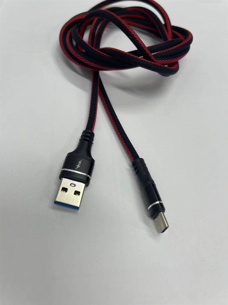 High Quality 6Feet Fabric Nylon Date Type-C Cable Cord in Black&Red without package