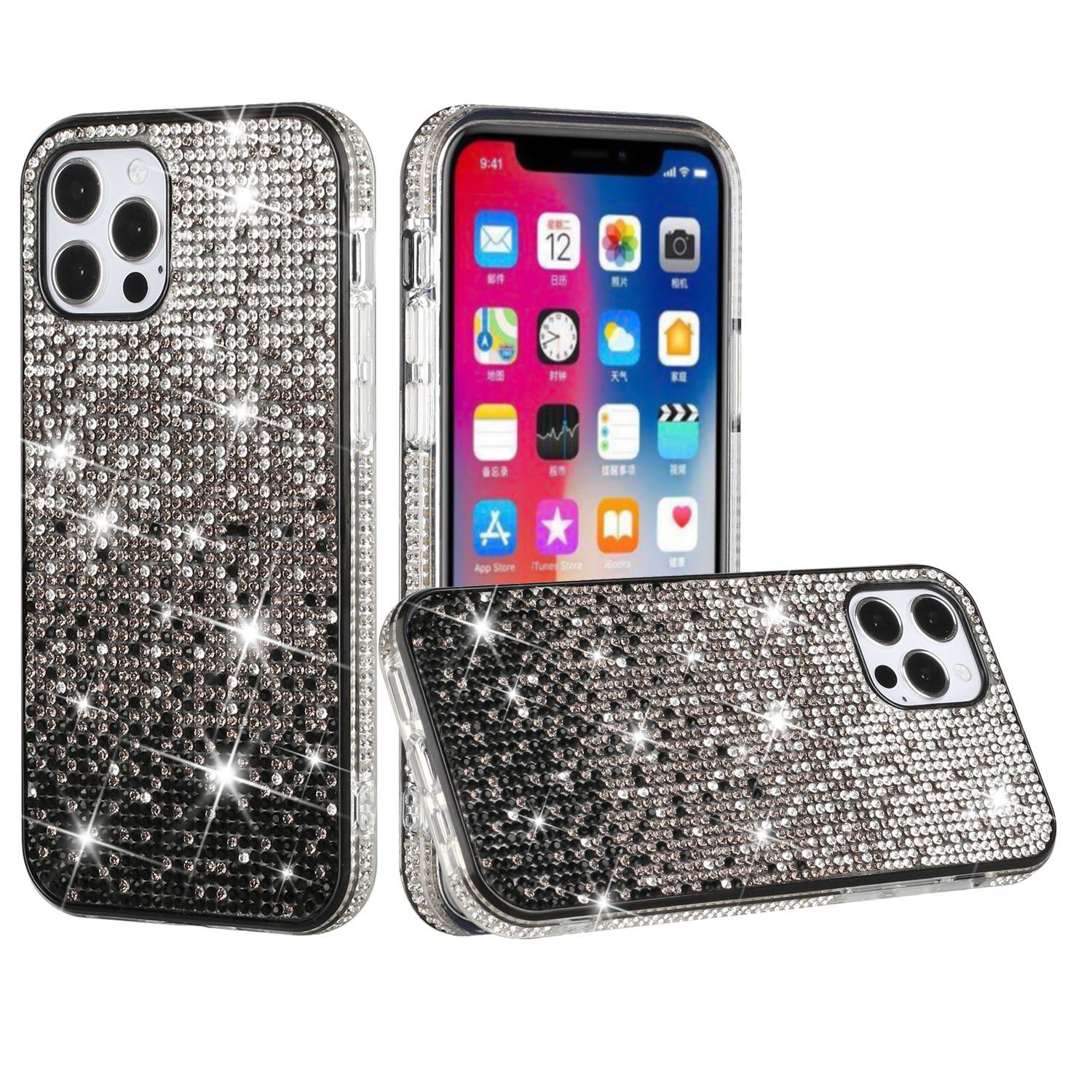 iPhone 15 Party Diamond Bumper Bling Hybrid Case Cover - Black