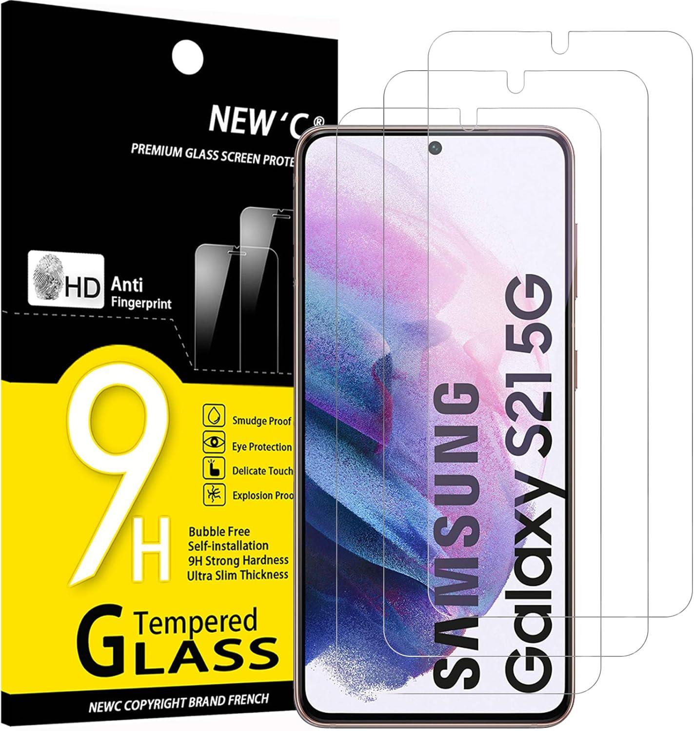 Pack of 3 Samsung Galaxy S21 Tempered Glass Screen Protectors – Case Friendly, HD Clear & Bubble-Free Application