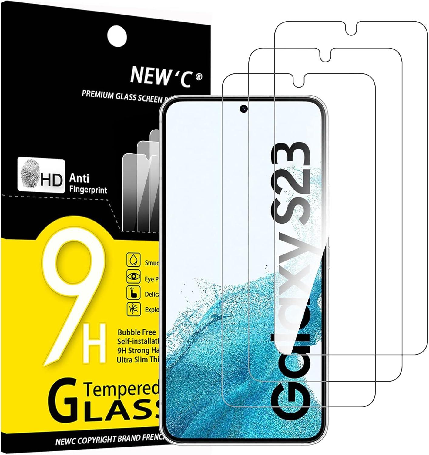 Pack of 3 Samsung Galaxy S23 Tempered Glass Screen Protectors – Case Friendly, HD Clear & Bubble-Free Application
