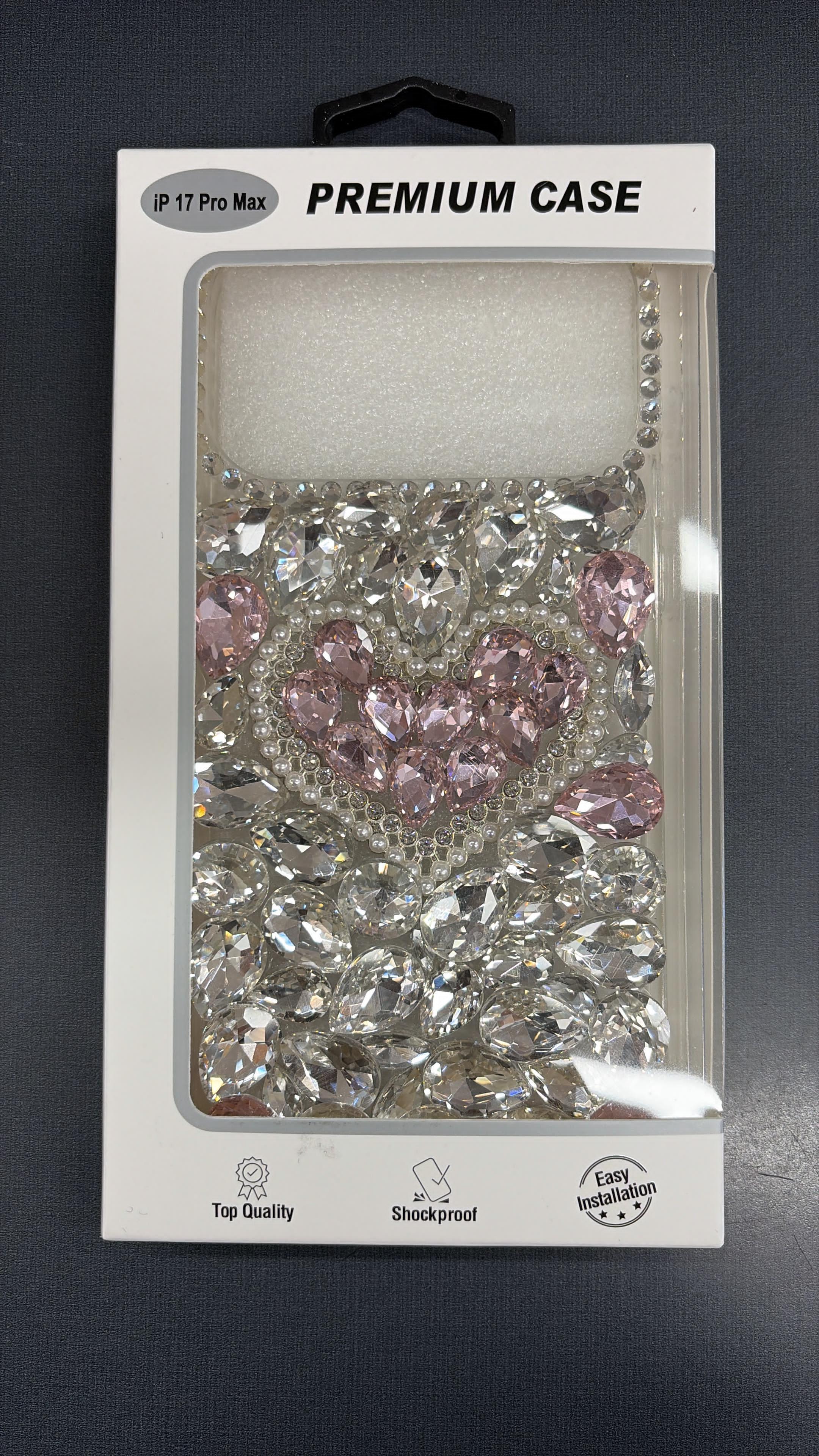 iPhone 17 Pro Max Case Full Bling Stones Glitter Flowers Floral Phone Cover