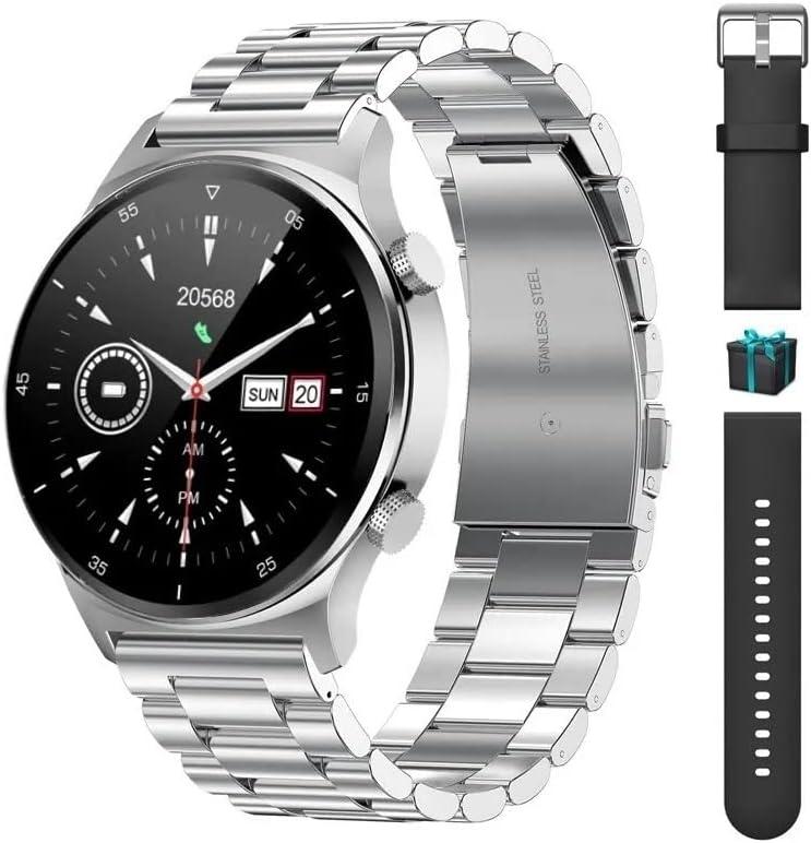 JW4 MAX Smart Watch, Full Touch Screen Smart Bracelet, Men's Smart Watch Bracelet Activity Waterproof IP67 Activity Monitor with Heart Rate and Blood Pressure, Calorie Monitor, Sports Watch (Silver)