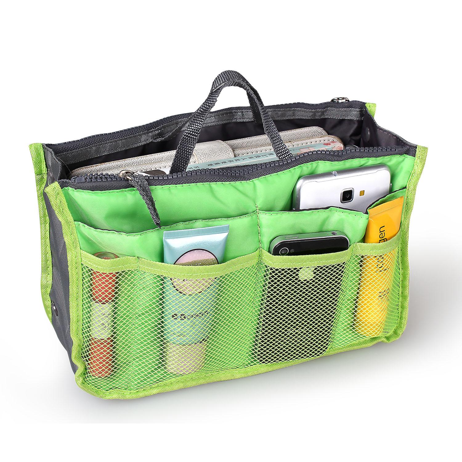 Handbag Organizer Insert with Handle, 13 Pockets, Green product