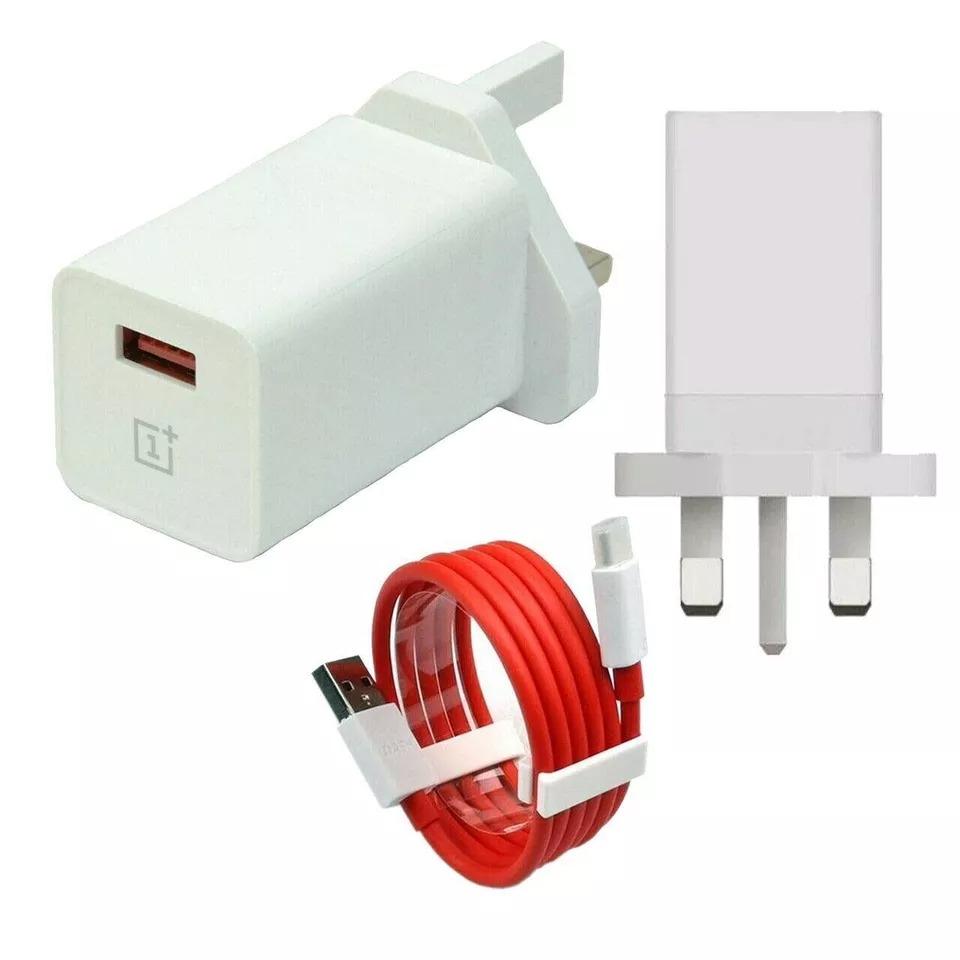 OnePlus Charger 30W Warp Fast Rapid Adapter Mains Plug + Red USB C Cable