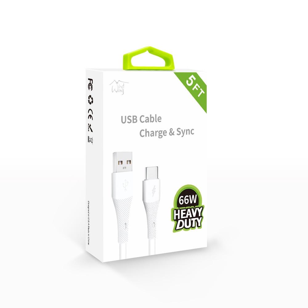 5FT Type C Silicone Super Soft Material Fast Data and Charger Cable-White