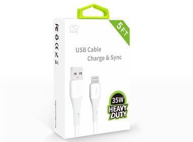 5FT Iphone Lighting Real Silicone Super Soft Material Fast Data and Charger Cable-White product