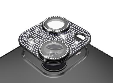 iPhone 15 Plus Diamond Bling Camera Lens Full Tempered Glass - Black product